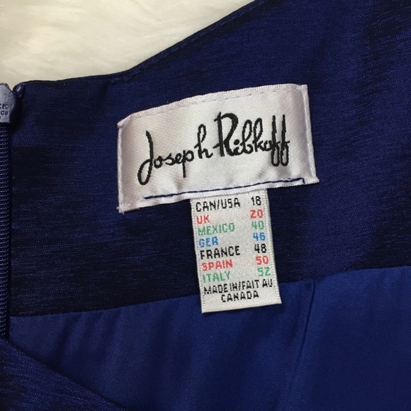 Blue Shimmering Joseph Ribkoff Cocktail Dress Bow Belt 18 NWT - Picture 5 of 8